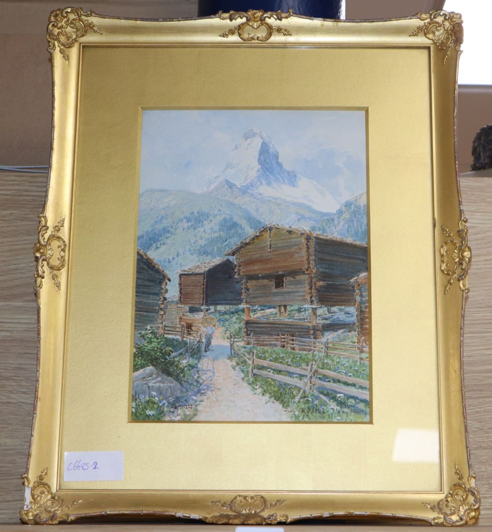 Rudolf Kargl (1878-1942), watercolour, Zermatt, signed, 29 x 20cm